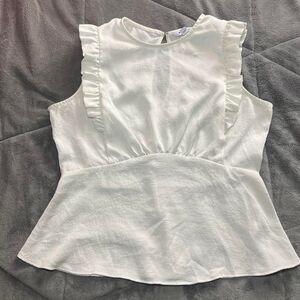 Express flutter/ruffle sleeve keyhole back business casual ivory top size medium